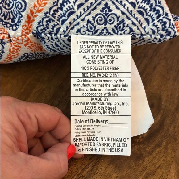 20” x L x 20” W x 6” T Square Outdoor Throw Pillow in Andorra Tiger Lily-2-Pack - Picture 3 of 7